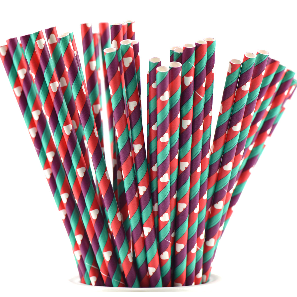 Red Hearts Paper Straw - Roc Paper Straws