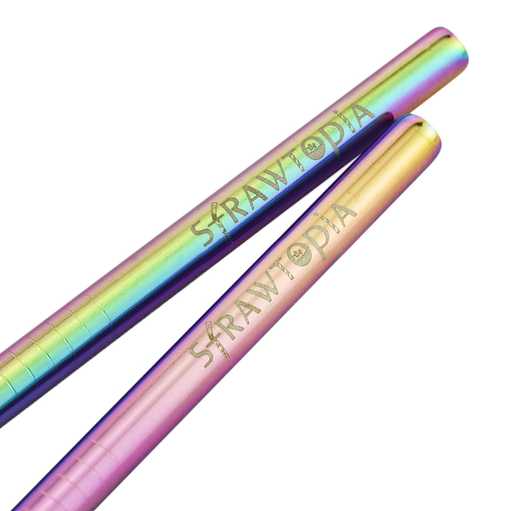 4 Straight Deluxe Rainbow Metal Straws — STRAWTOPIA