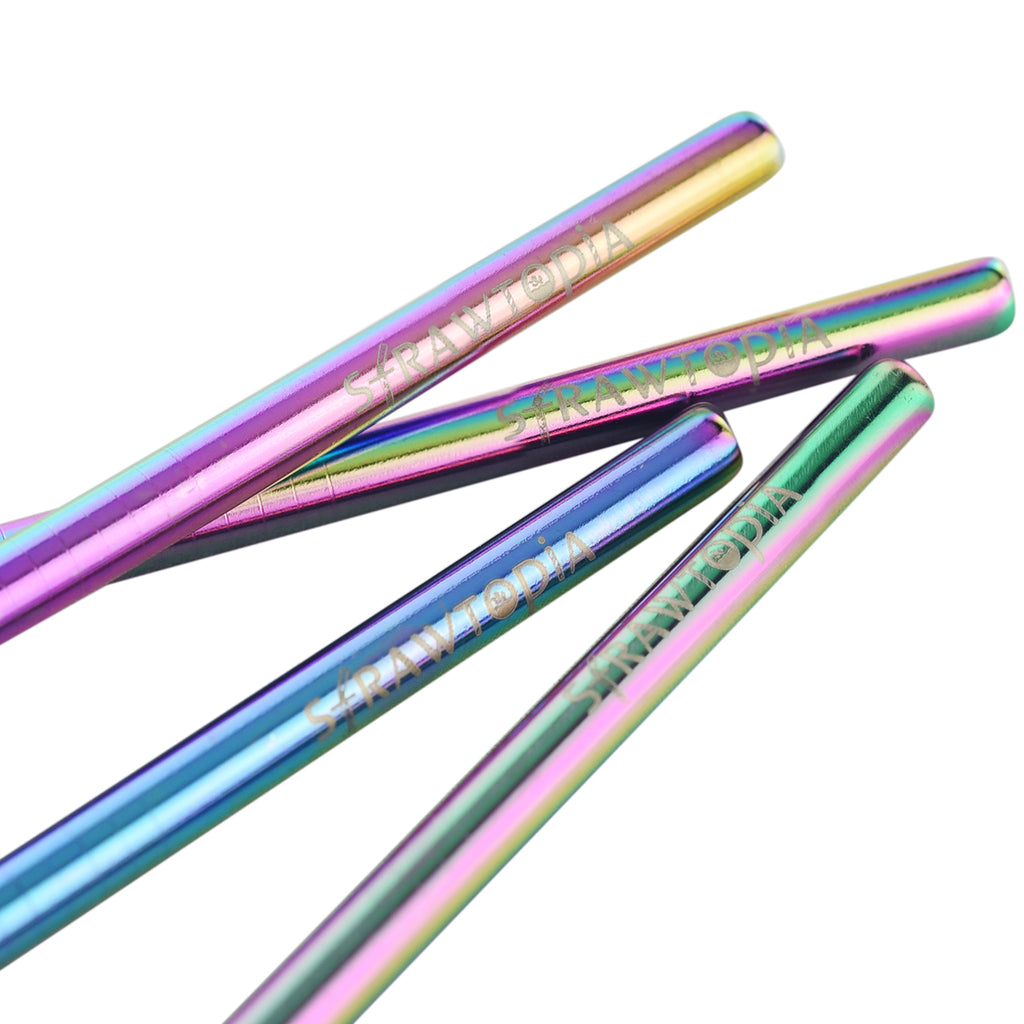 Deluxe Gold and Rainbow Metal Straws 14 Pc Set — STRAWTOPIA