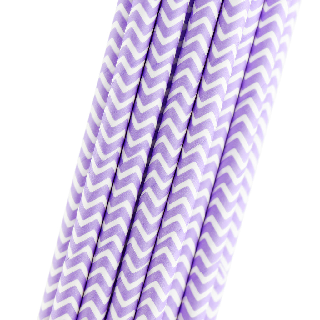 Purple Chevron Paper Straws (24 Piece(s))