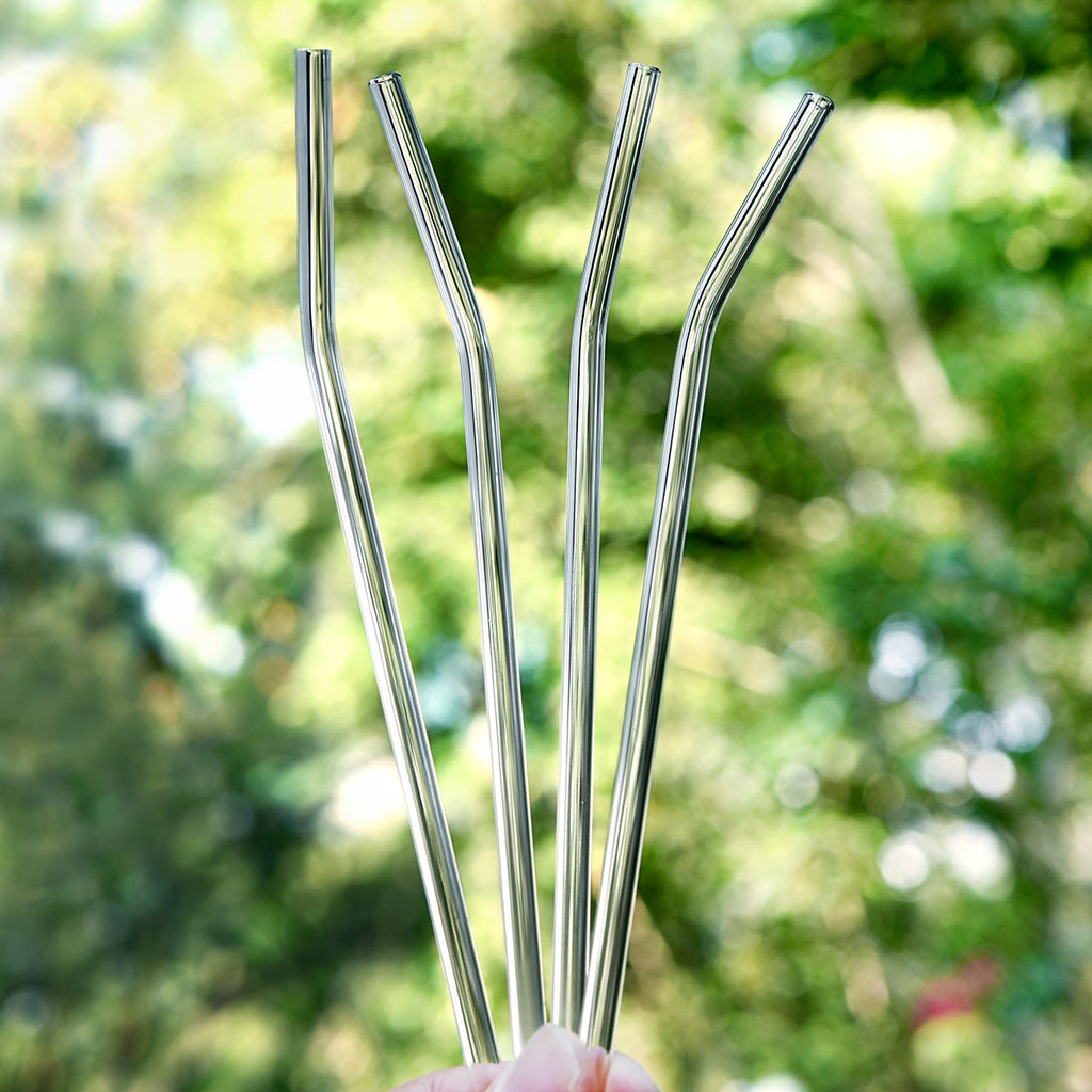 Glass Straws, Reusable Glass Drinking Straws, Long, Including 6