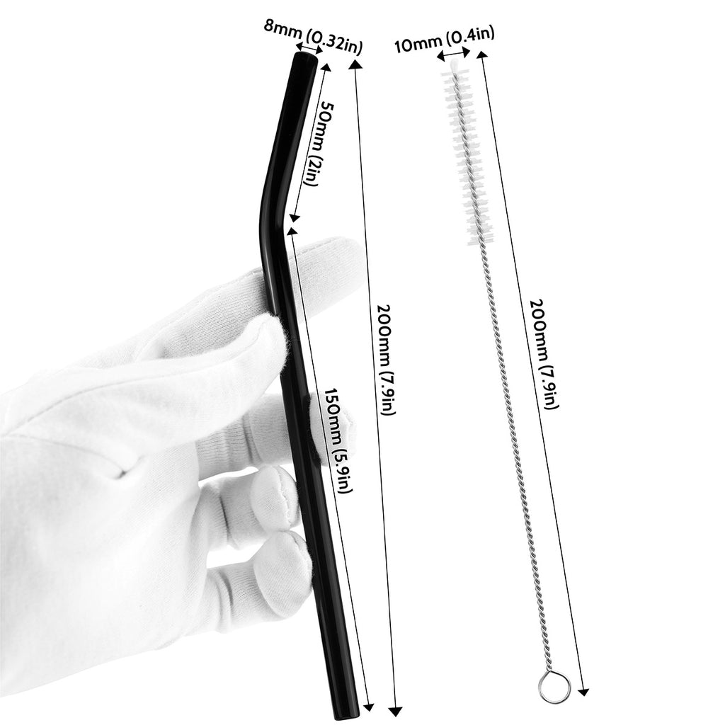 2 Bendy 2 Straight Reusable Glass Straws Jumbo 12mm —STRAWTOPIA