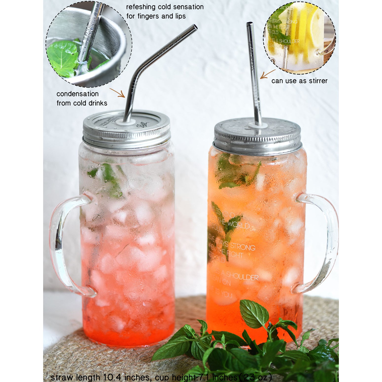 Reusable Metal Drinks Straws Set with Cleaner Brush 304 Stainless