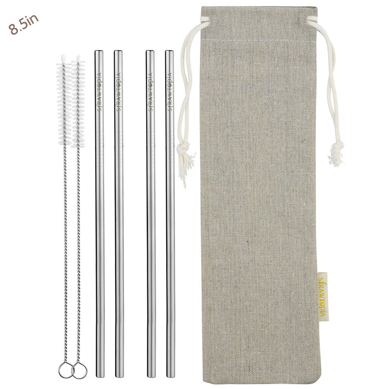4 Pcs Reusable Metal Drinking Straws 8.5 Inch Stainless Steel Straw 6m –