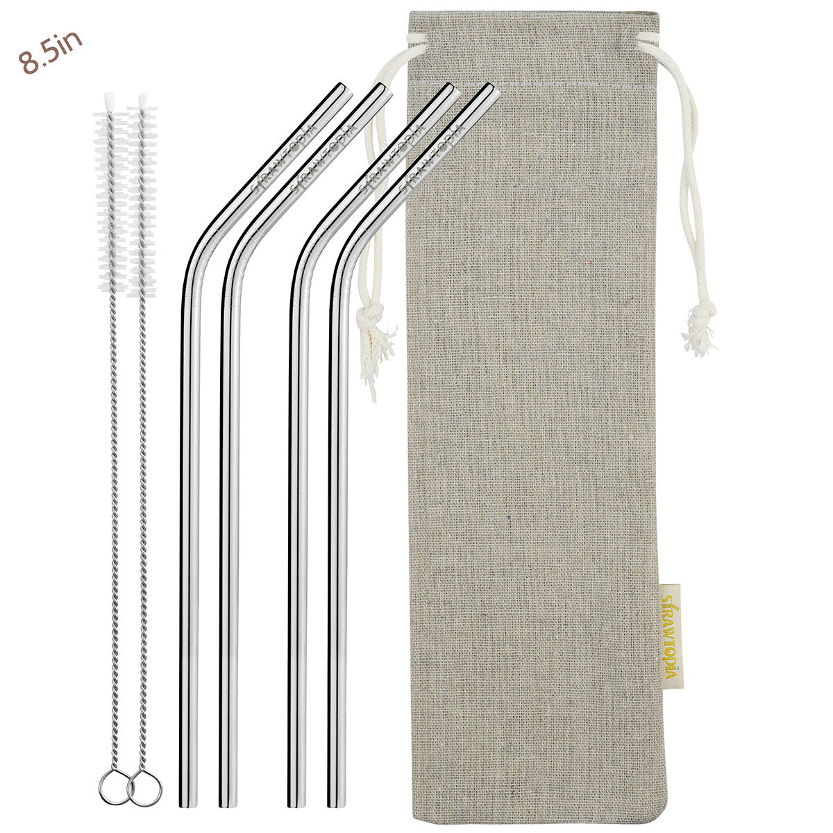 BambooMN Reusable Stainless Steel Metal Drinking Straws - 8/8.5 (4 Thin  Straight/4 Thick Straight/4 Bent Straws) w/ 2x Cleaning Brushes - 12 Pack 