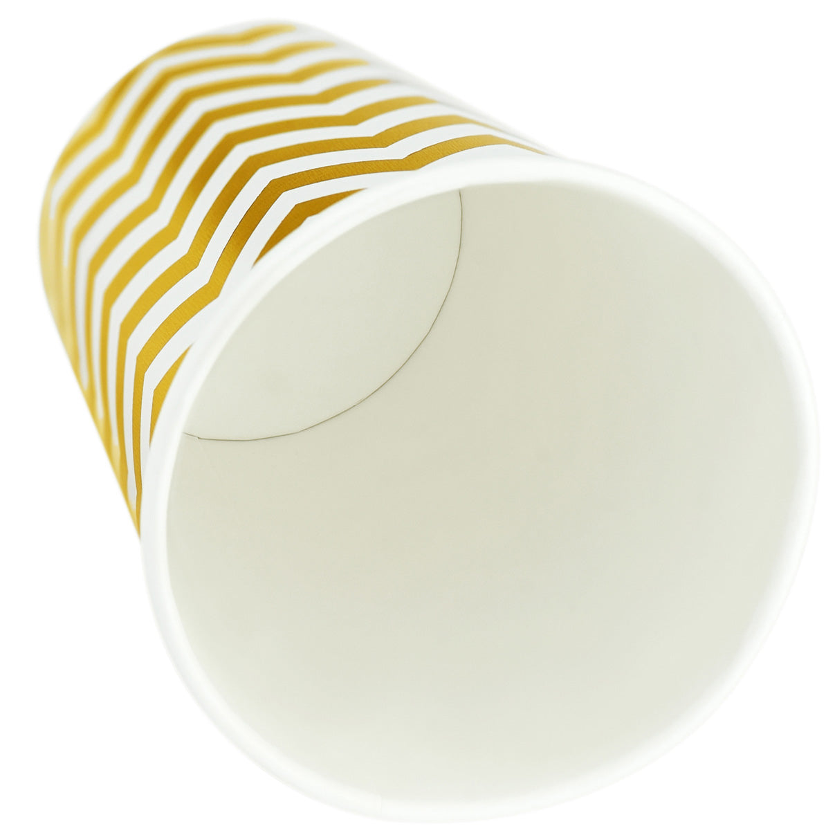 White with Gold Metallic Chevron Pattern Fancy Party Paper Cups — STRA -  STRAWTOPIA