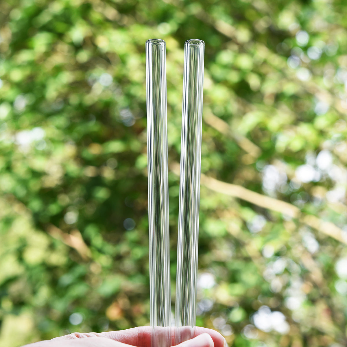 2 Straight Reusable Glass Straws 10mm (Transparent)—STRAWTOPIA