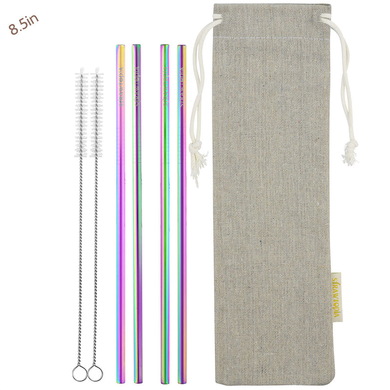 Deluxe Gold and Rainbow Metal Straws 14 Pc Set — STRAWTOPIA