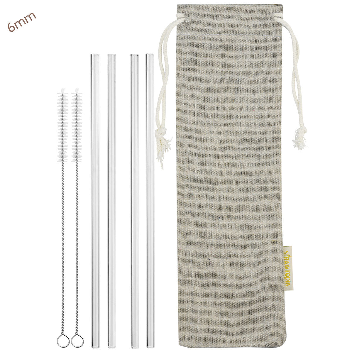4 Pcs Straight Glass Straws Reusable Clear Straws 12mm Wide