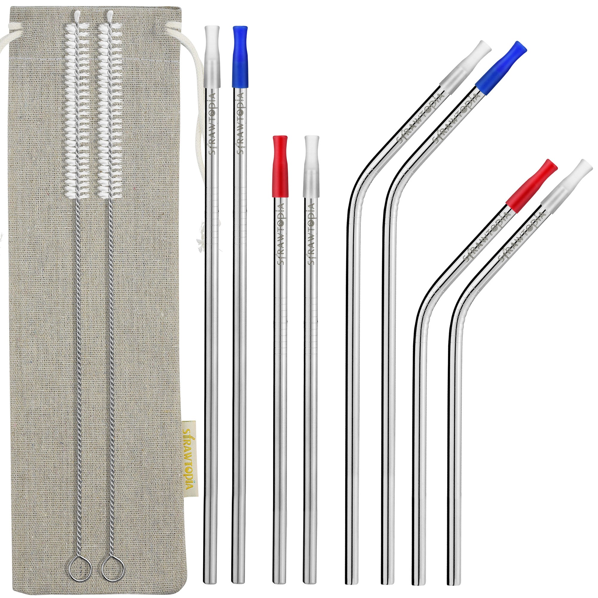 Reusable Stainless Steel Metal Straws with Silicon Tips & Cleaning