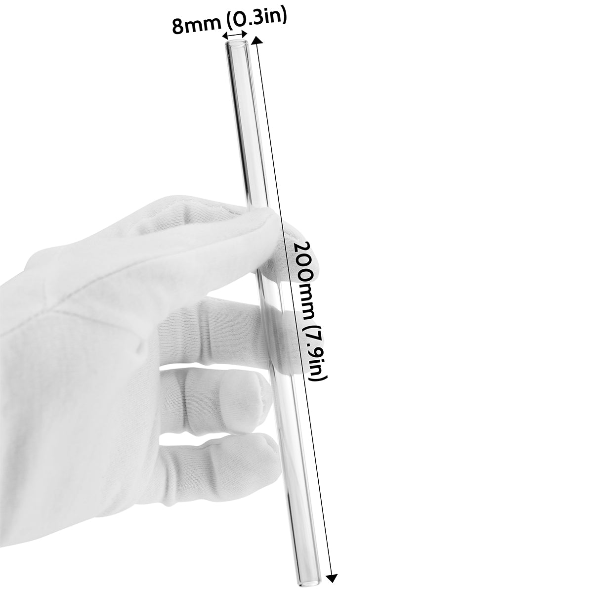 2 Straight Reusable Glass Straws (Transparent) 8mm Wide — STRAWTOPIA